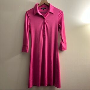 Betsey Johnson dress Midi pink Polo 3/4 sleeves Lined Vintage M